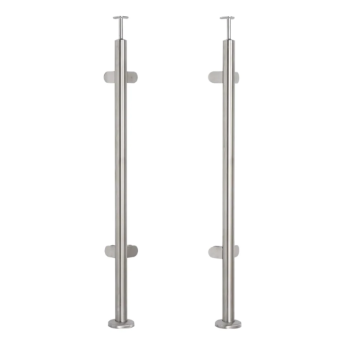 Eckpfosten für Balustrade für Glas ø 42,4x1060/1102,4mm 4 Halterungen geschliffen 000-559 (1)