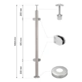 Eckpfosten für Balustrade für Glas ø 42,4x1060/1102,4mm 4 Halterungen geschliffen 000-559 (2)
