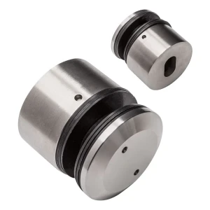 Punkthalter Glas 8-16,76mm Ø 48/26/M10x38 AISI304 mit Schlüssel System flach satiniert