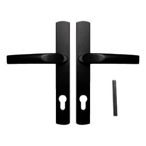 PSG – schwarzer Aluminium-Türgriff mit Schild 234×32 mm, Achsabstand 72 mm