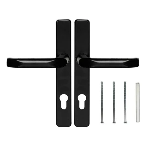 Schwarzer Türdrücker mit rechteckigem Schild 90 mm – Aluminium/Zinklegierung H247