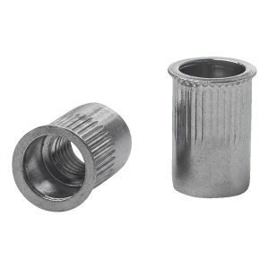 Blindnietmutter durchgehend M6 A2 AISI 304 – reduzierter konischer Flansch, gerändelt