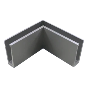 Aluminium-Inneneckprofil für Ganzglas-Geländer 200×120×45 mm – Montage von oben, satiniert