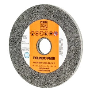 PFERD POLINOX-PNER Kompakt-Schleifscheibe 125 × 6 mm für Winkelschleifer – mittelweich A F