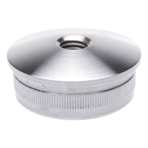 Konvexer Einschlagstopfen für Geländerrohr 48,3 mm mit Gewinde M8, AISI 304 satiniert