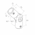 Postal – Gelenk-Geländerbogen 90°–180° für Stab Ø 12 mm, AISI 304 satiniert 001-146 (2)