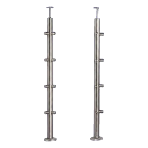 PSG Eckpfosten für Balustrade aus Edelstahl AISI 304 ø 42,4 mm H960 – Bodenmontage