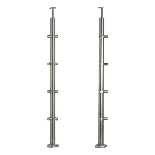 PSG Eck-Geländerpfosten aus Edelstahl AISI 304 ø42,4 mm H1060 mm mit Halterungen für Stäbe ø12 mm 001-206 (1)